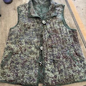 Floral Quilted Vest with Button Closure